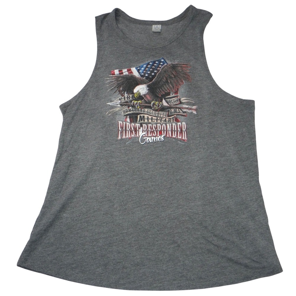 First Responder Games Eagle Flag Tank Top Women's Large Gray‎